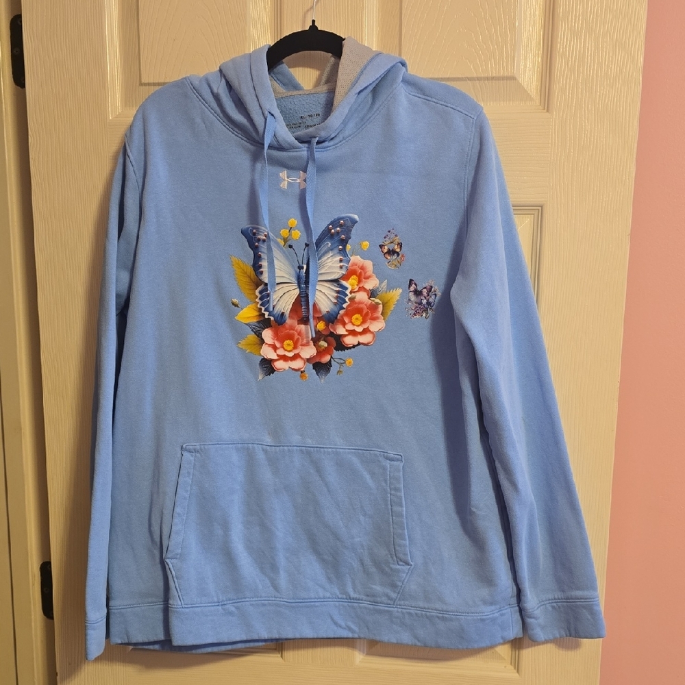 Under Armour Light Blue‎ Hoodie with Butterfly and Floral Design